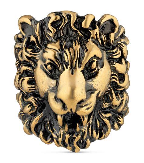 gucci palladium ring|gucci lion head statement ring.